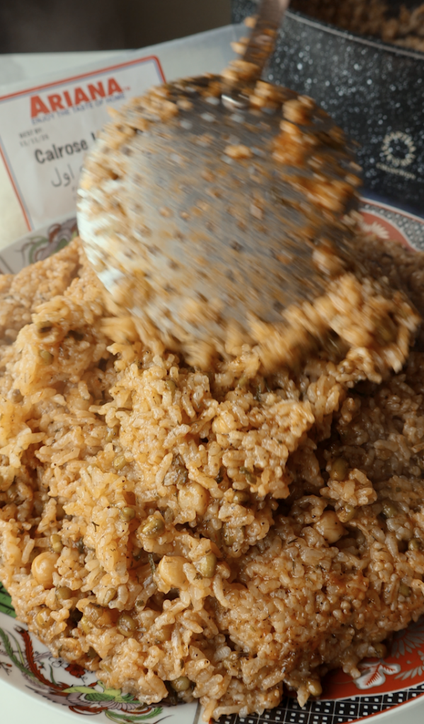 a plate of Afghan sticky rice called Shola